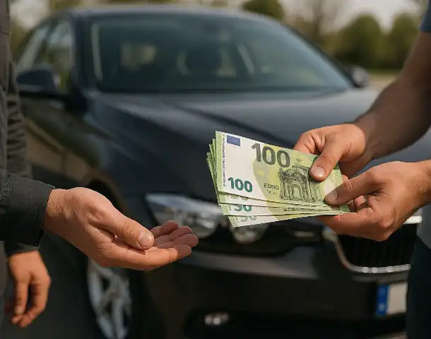 Ein Kunde erhält eine sofortige Barauszahlung beim Autoankauf in Obertshausen für sein Fahrzeug.